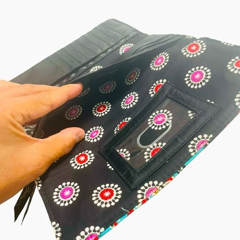 Vera Bradley Cotton Wallet Multicolor Paisley Floral Print, Multiple Card Slots